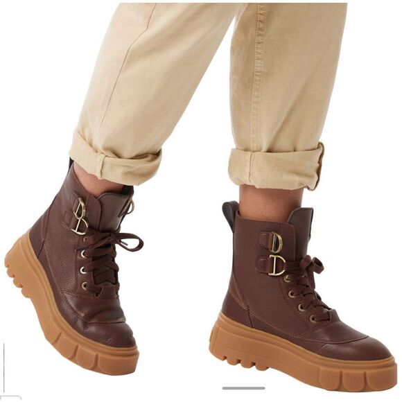 SOREL NWOB Caribou X Lace WP Leather Platform Boot - Picture 1 of 13